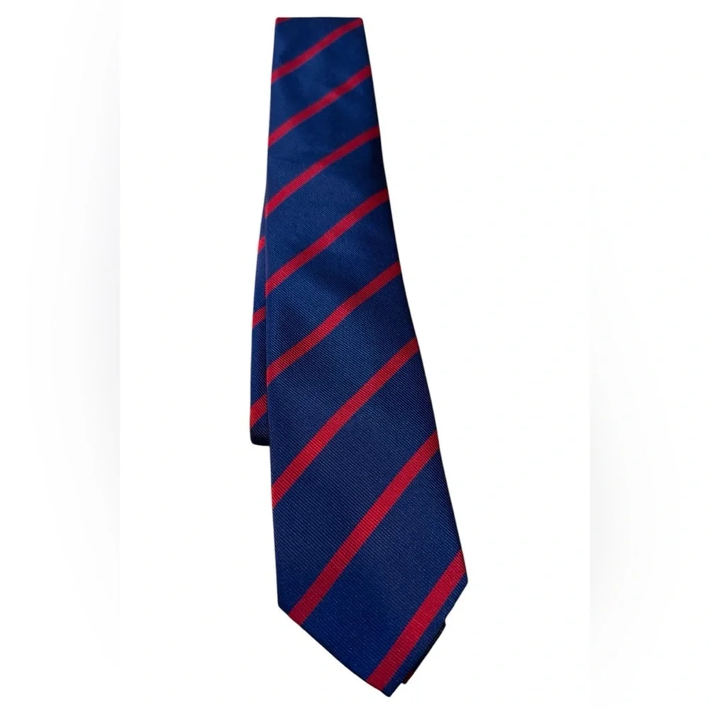 LUTHER PIKE SEATTLE Handmade Blue & Red Striped Tie